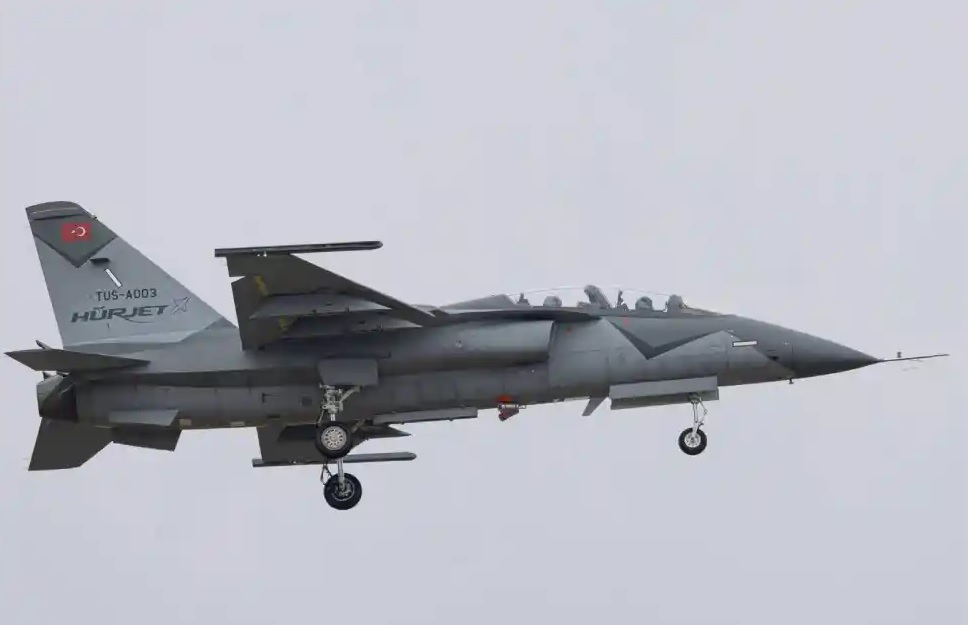 Turkish H&uuml;rjet Prototype Seen Carrying Full Weapon Pylon Configuration During Test Flight