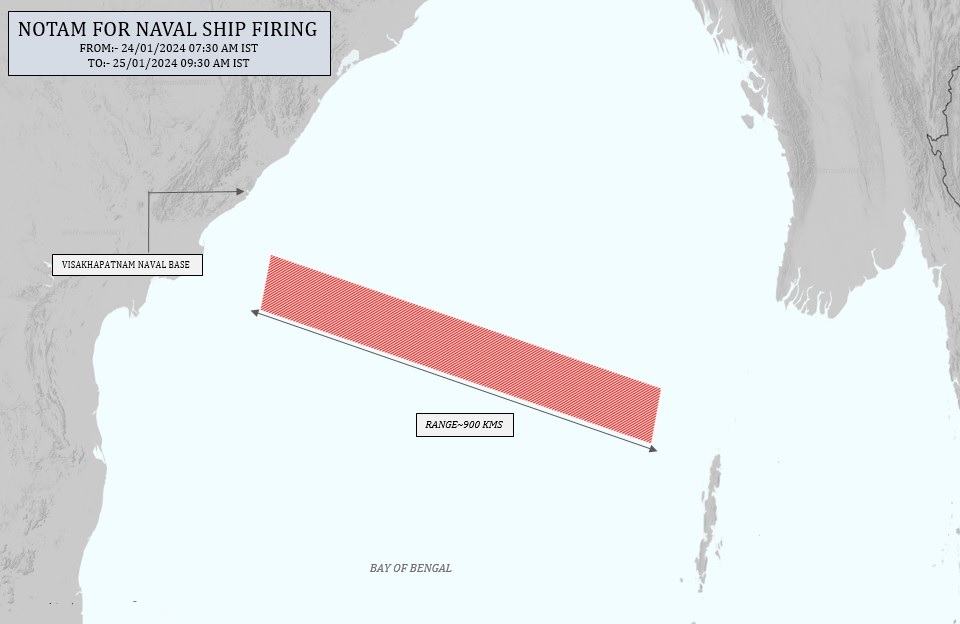 NOTAM Has Been Issued For Naval Ship Firing In The Bay of Bengal