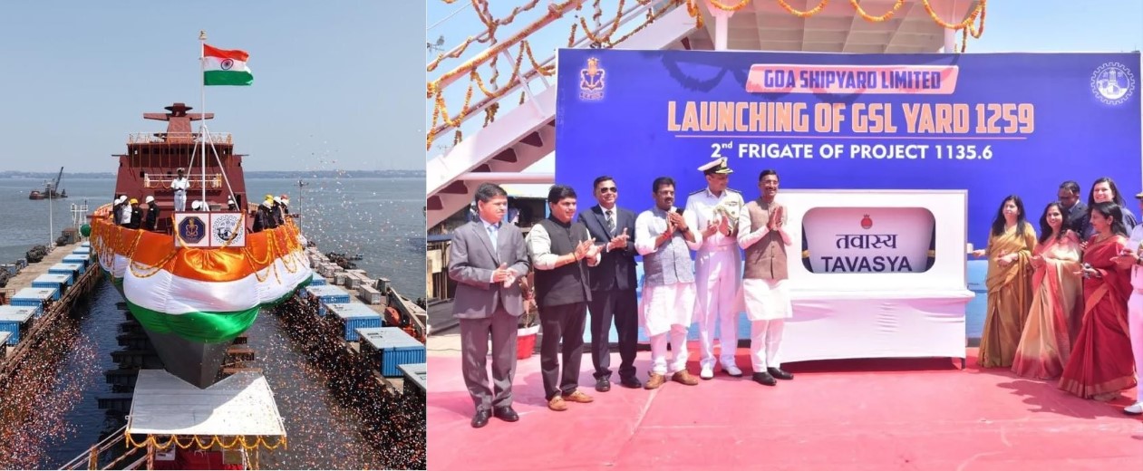 Goa Shipyard Launches Second Project 1135.6 Frigate 'Tavasya' with Indigenous Design and Advanced Weaponry