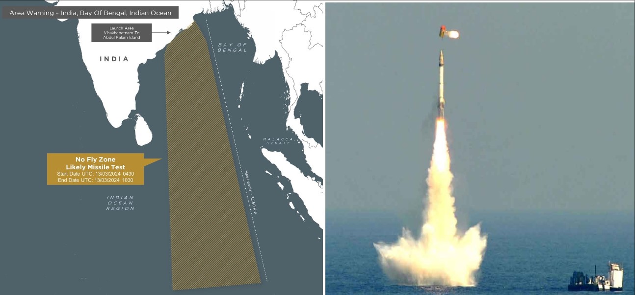 India Establishes Extensive No-Fly Zone for Potential ICBM Test in the Bay of Bengal