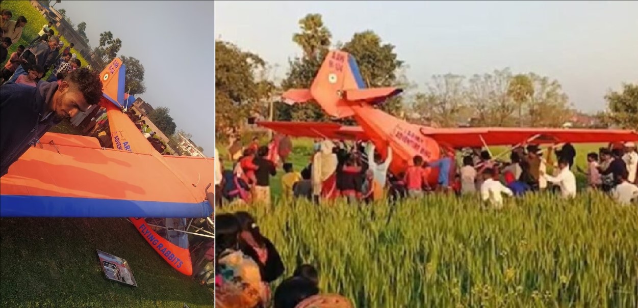 Small Army aircraft lands on field in Gaya ,Bihar After Malfunction, Pilots Injured