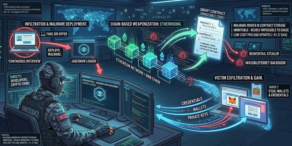 North Korean Hackers Embed Malware in Blockchain Smart Contracts Using EtherHiding
