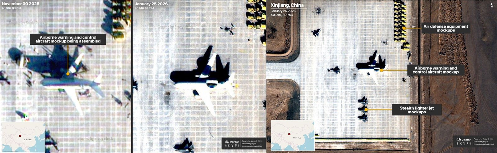 China Builds Mock-Ups of U.S. and Japanese Military Assets at Desert Test Range