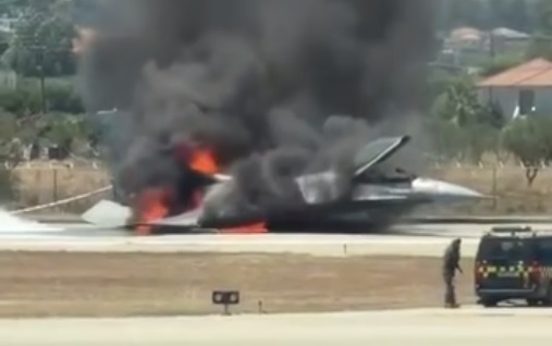 Greece Air Force F-16 Makes Emergency Belly Landing at Zakynthos Airport, Pilot Safe