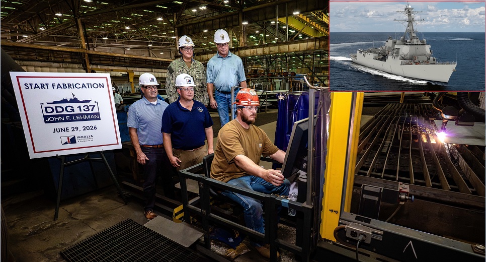 HII Begins Construction of USS John F. Lehman (DDG 137), 87th Arleigh Burke-Class Destroyer with SPY-6 Radar