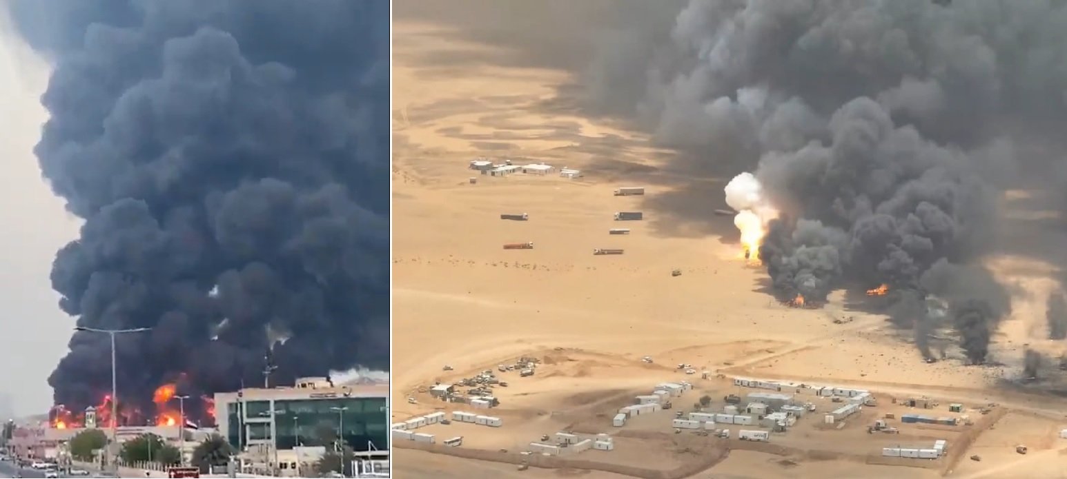 Houthis Release Video of Claimed Strike on Saudi Military Trucks Near Al-Wadiah Camp and Attack on Aramco Oil Facilities in Jizan as Satellite Images Show Smoke