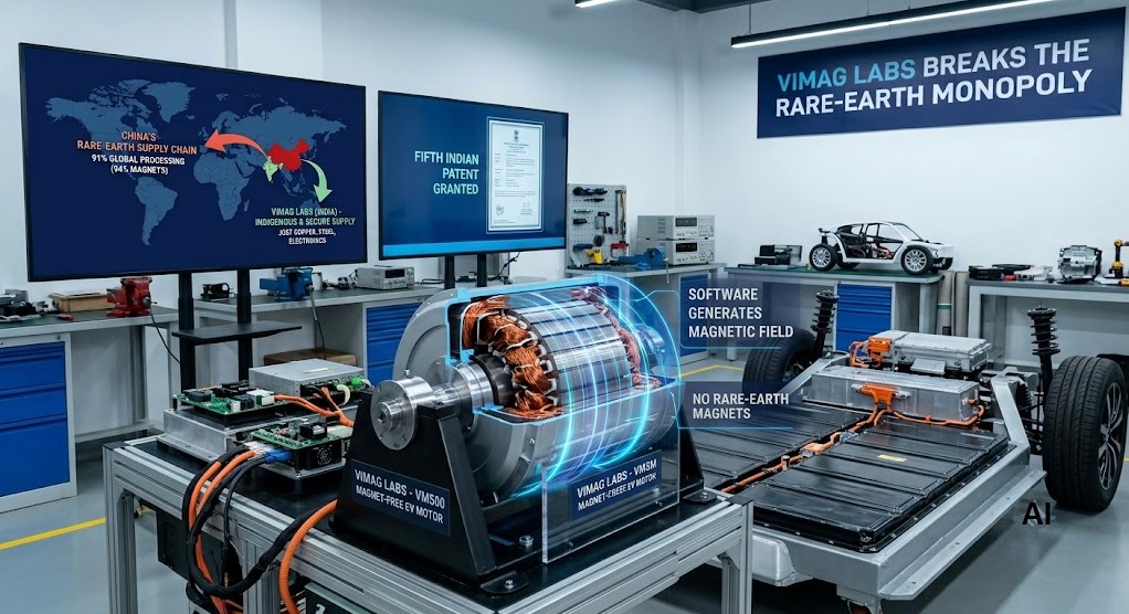 Indian Startup Vimag Labs Breaks China's Rare-Earth Monopoly With New Magnet-Free EV Motor