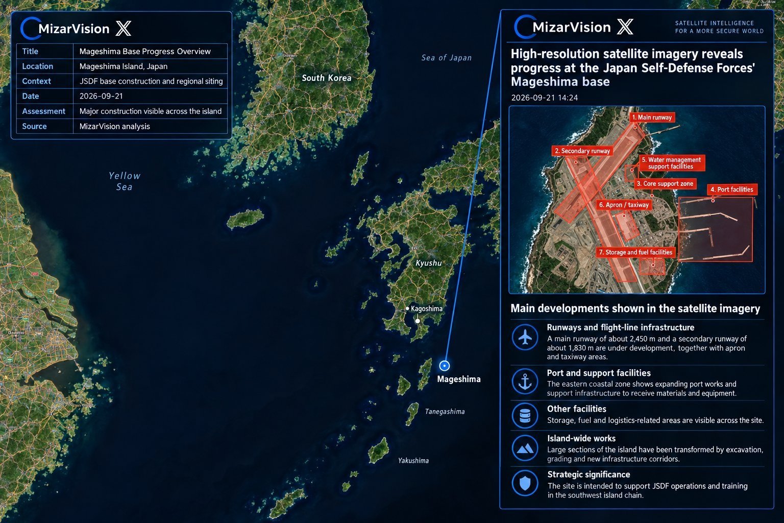 New Satellite Imagery Reveals Rapid Progress at Japan&rsquo;s Mageshima Island Military Base