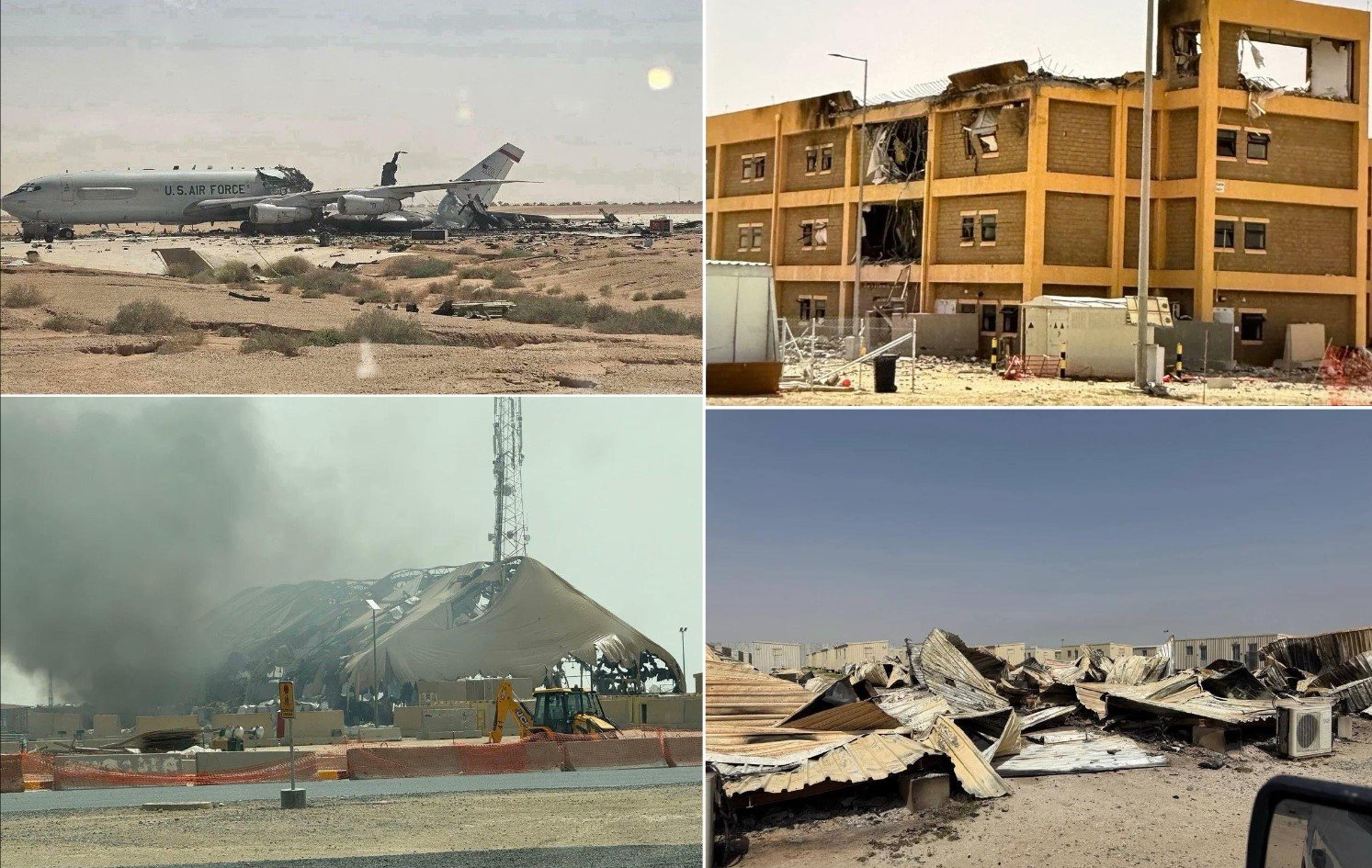 Photos Reveal Damaged E-3 Sentry, Buildings and Vehicles at U.S. Bases in Saudi Arabia and Kuwait  After Iranian Strikes  