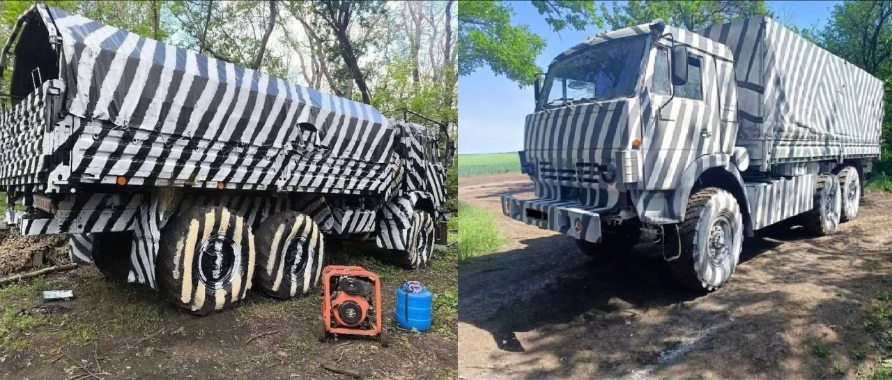 Russia Paints Military Trucks With Zebra Stripes to Counter Ukrainian AI-Guided Drone Attacks