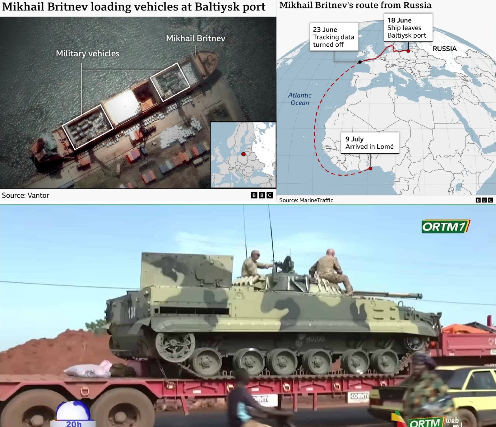 Russian Cargo Ship Under U.S. Sanctions Delivered Armored Vehicles to Mali's Military Government