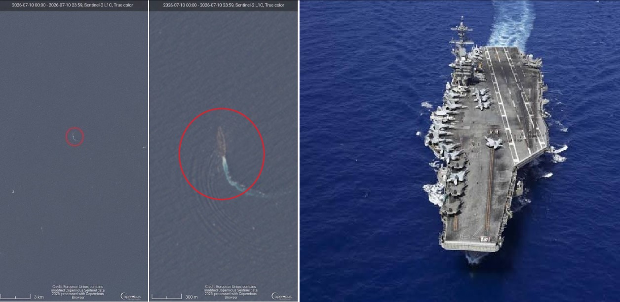 Satellite Imagery Shows USS Abraham Lincoln Sailing North in Gulf of Oman Without Visible Escorts