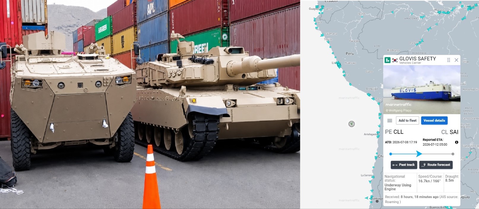 South Korea Delivers First K2 Black Panther Tanks and K808 Armored Vehicles to Peru for Military Trials