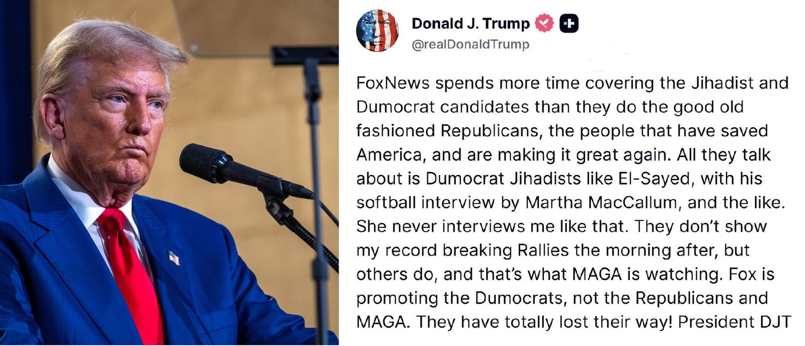 Trump Accuses Fox News of Favoring Democrats and Criticizes El-Sayed Interview