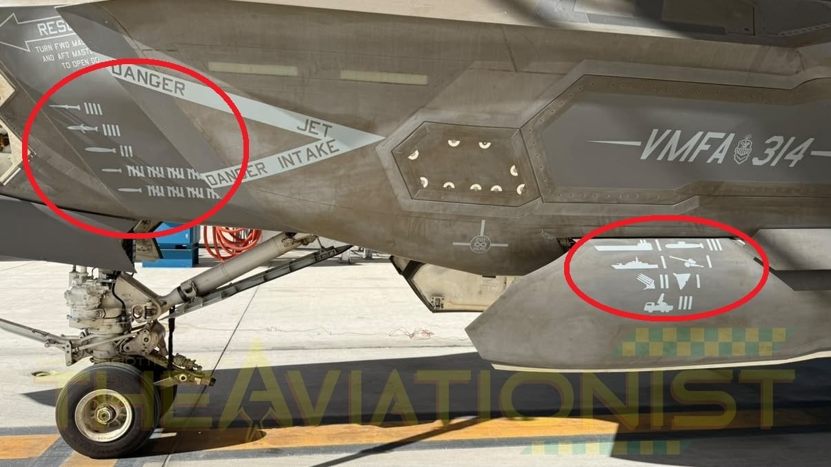 U.S. Marine F-35C Displays Markings for Three Submarines and Other Targets After Operation Epic Fury
