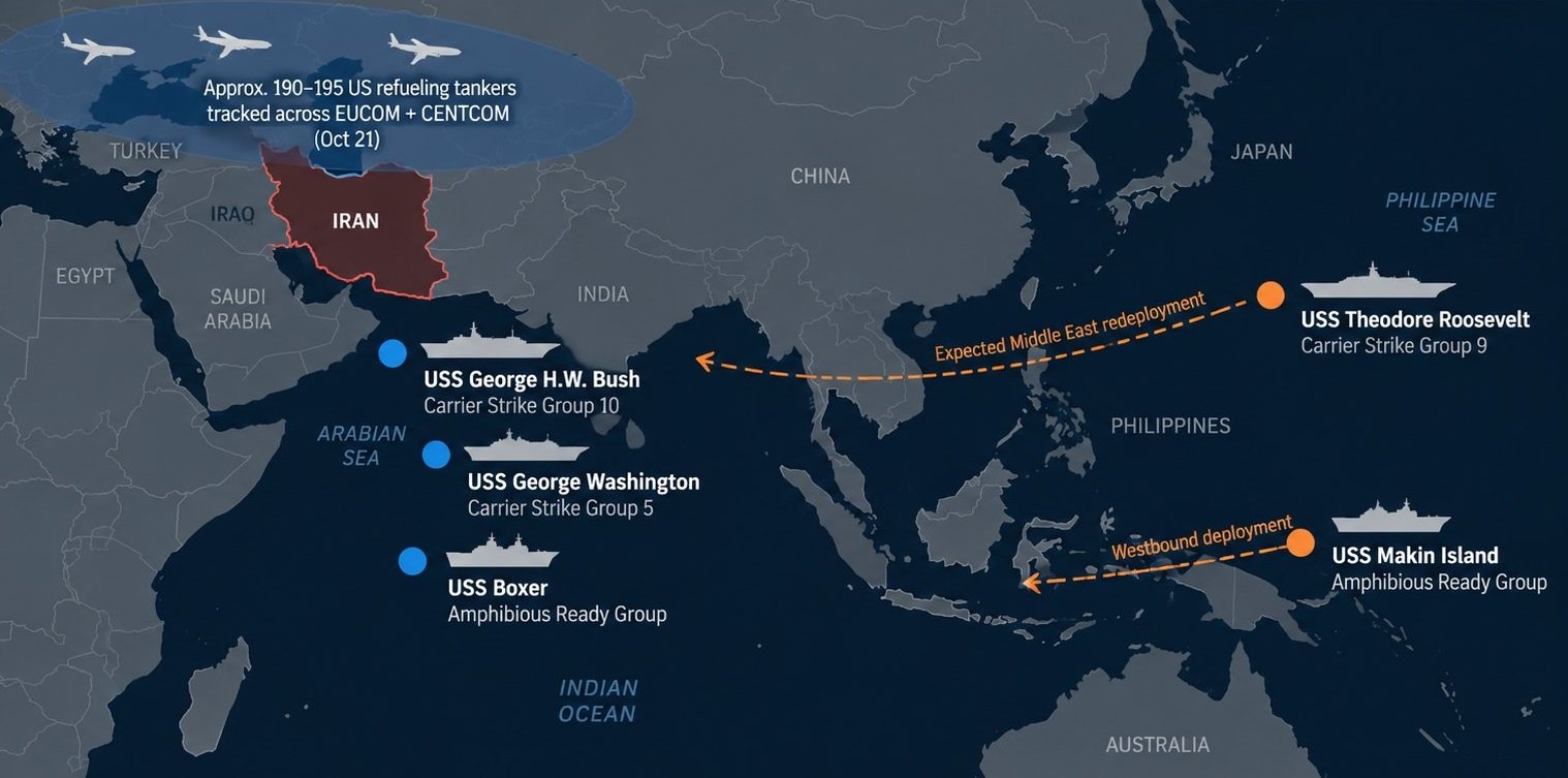 US Expands Military Buildup Near Iran with Third Aircraft Carrier and Additional Marines