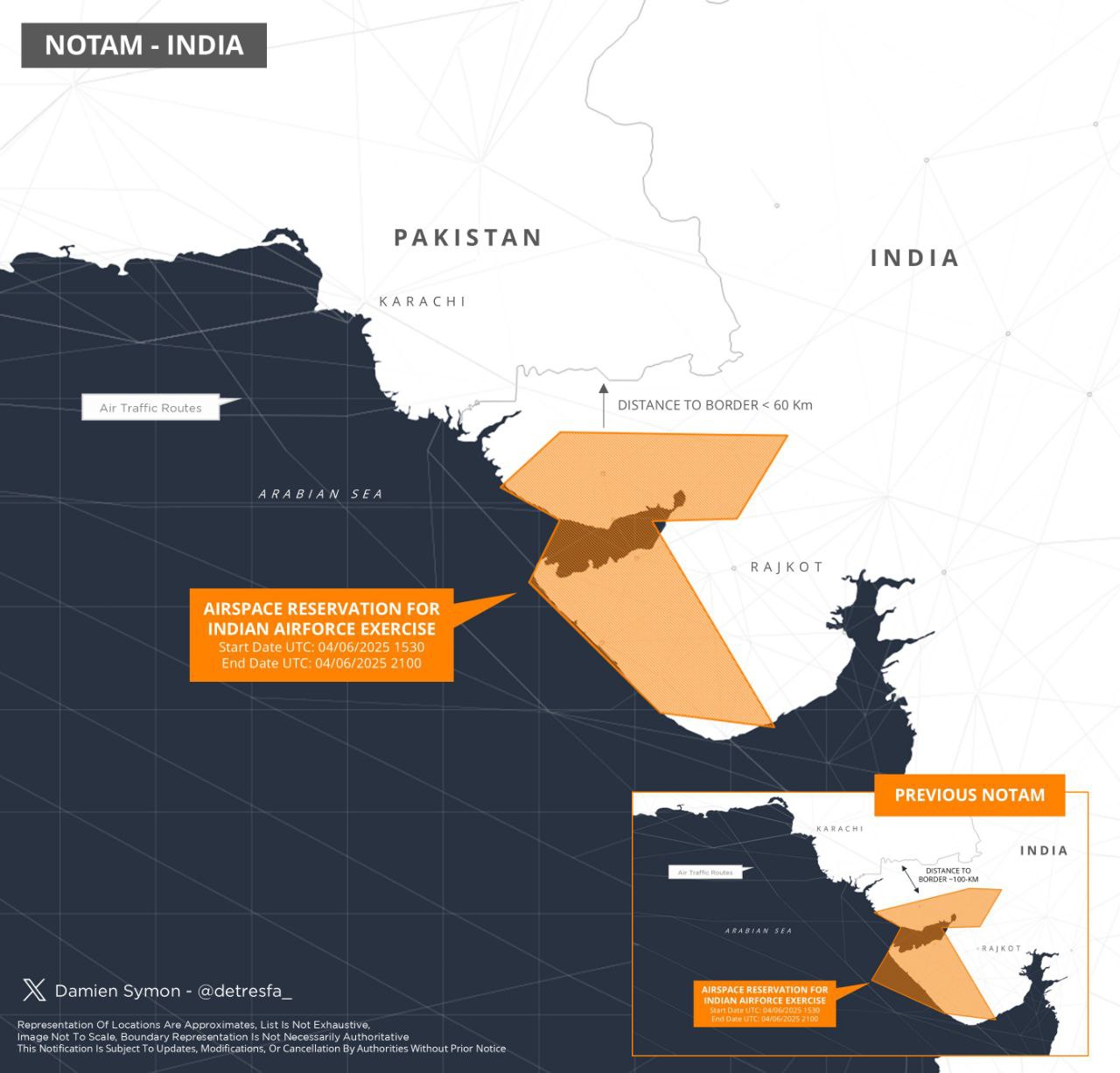 India Issue NOTAM for One-Day IAF Exercise Near Pakistan Border on 4 June 2025