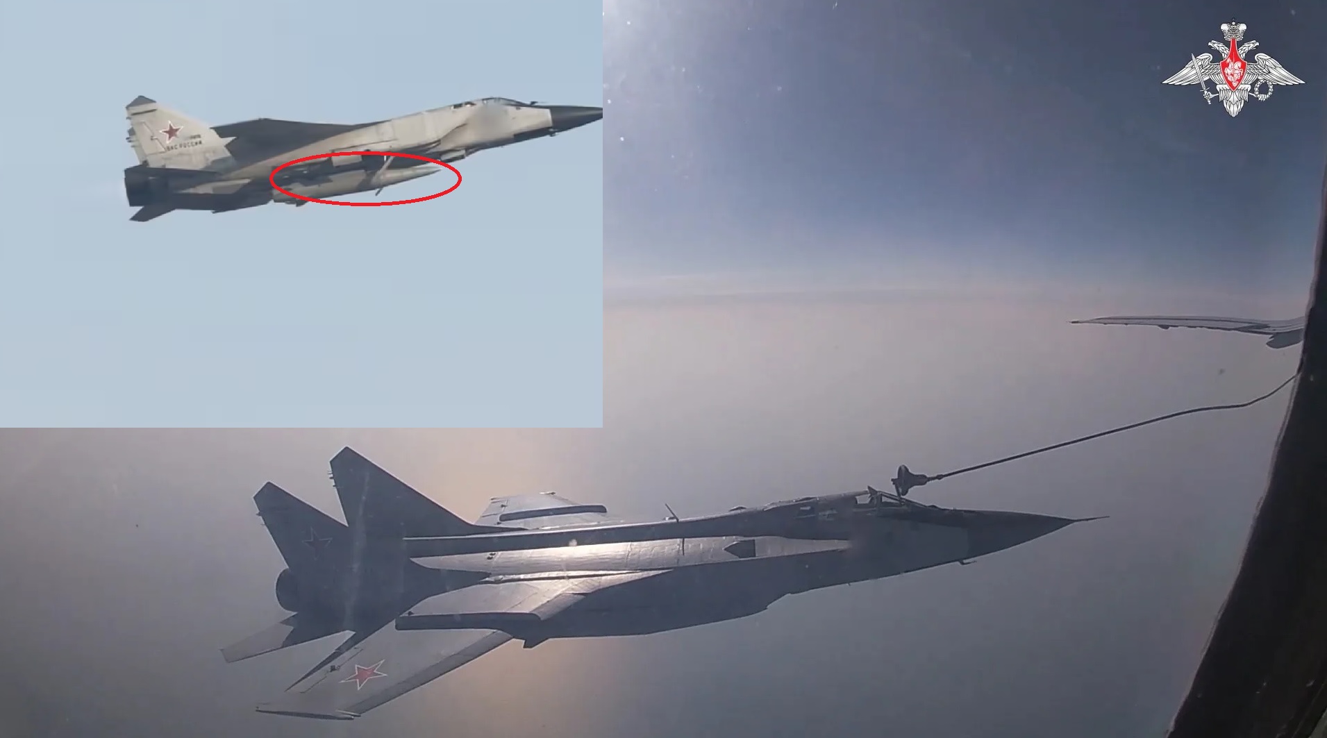 Russian MiG-31I Jets Conduct Kinzhal Missile Drills with Aerial Refuelling Over Sea of Japan