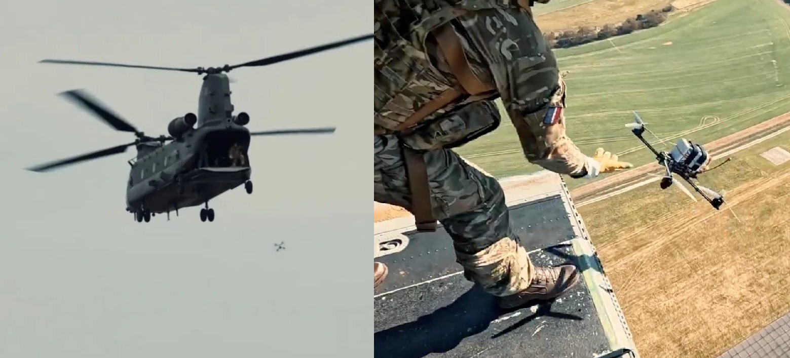 UK Military Tests Airborne FPV Drone Deployment from Chinook Helicopter