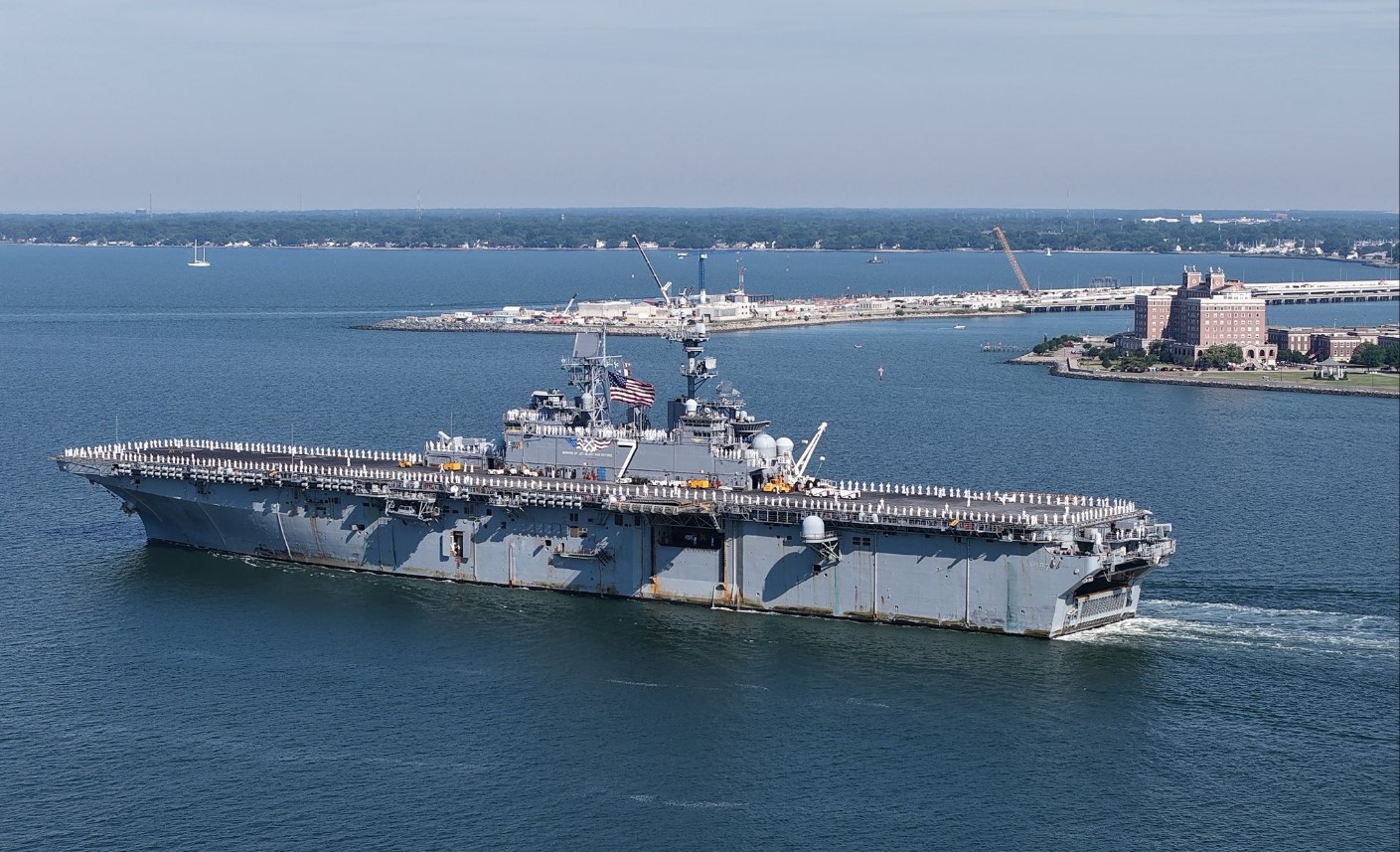 U.S. Navy Amphibious Assault Ship USS Iwo Jima Returns to Norfolk After Nearly 10-Month Deployment