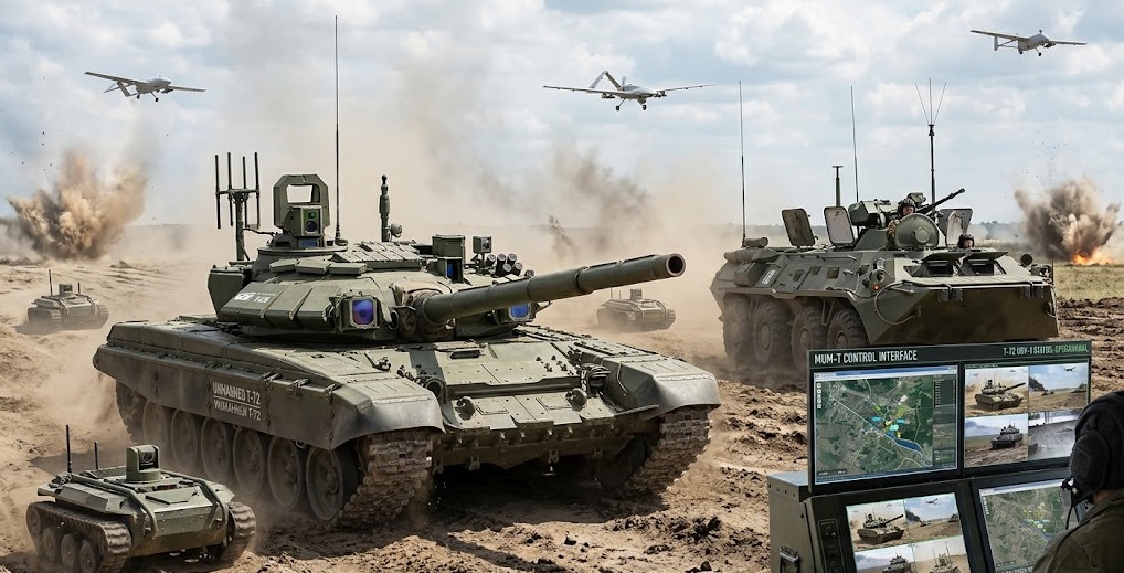 Indian Army Plans to Convert 2,400 T-72 Tanks into Unmanned Combat Platforms Under MUM-T Warfare