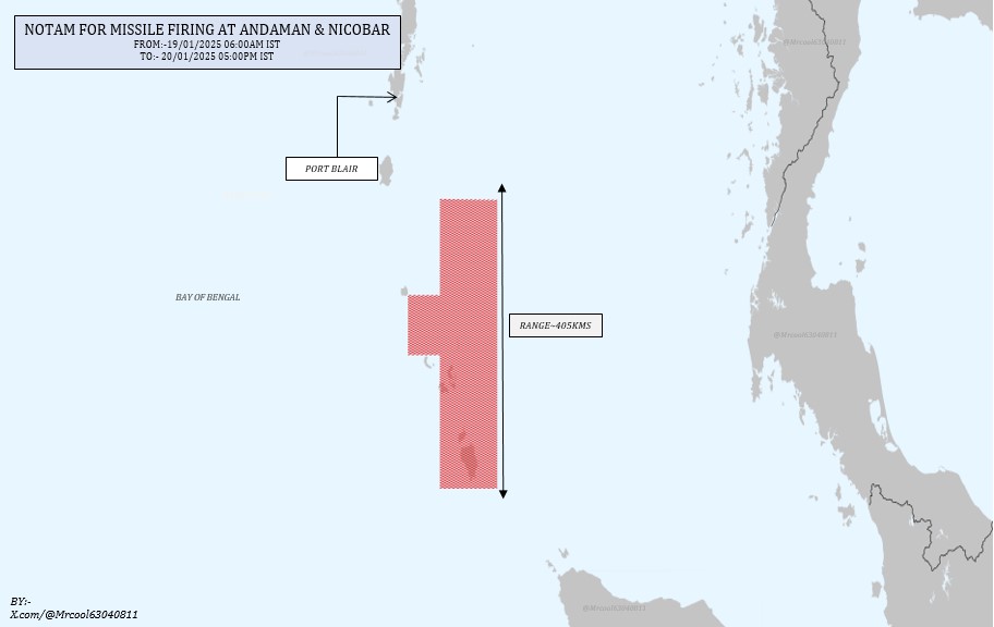 NOTAM Issued for Missile Firing at Andaman and Nicobar Islands in January 2025